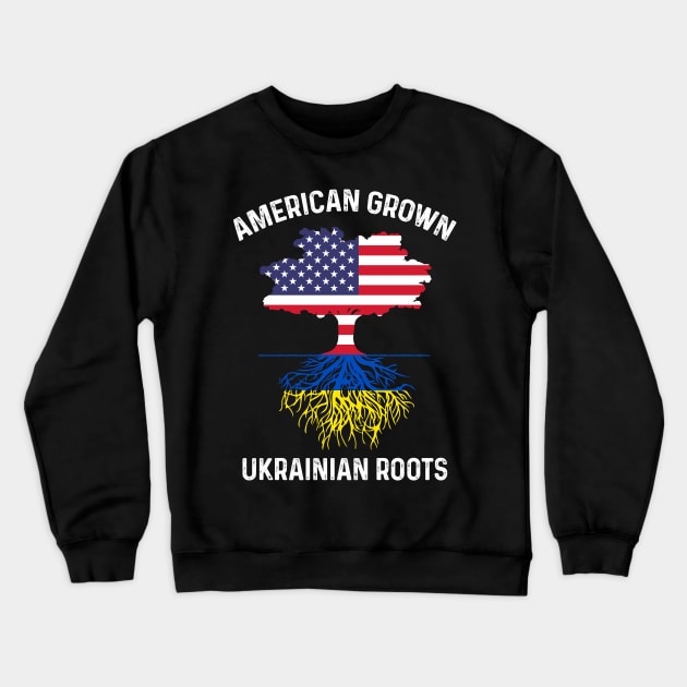 American Grown Ukrainian Roots Stand with Ukraine Crewneck Sweatshirt by Scar